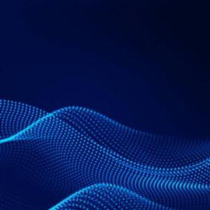 Blue background with dotted waves for the ACUE course Leveraging AI to Develop Course Resources