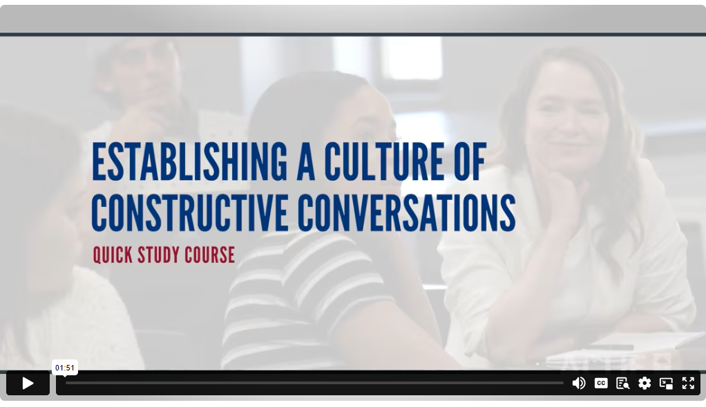 Establishing a Culture of Constructive Conversations Course title slide.